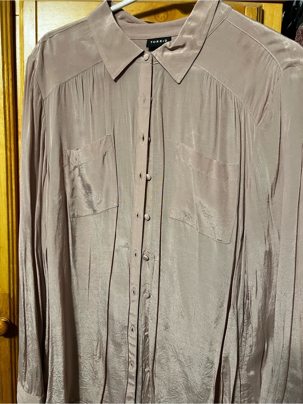 torrid Mauve Satin-Look Button Front Shirt